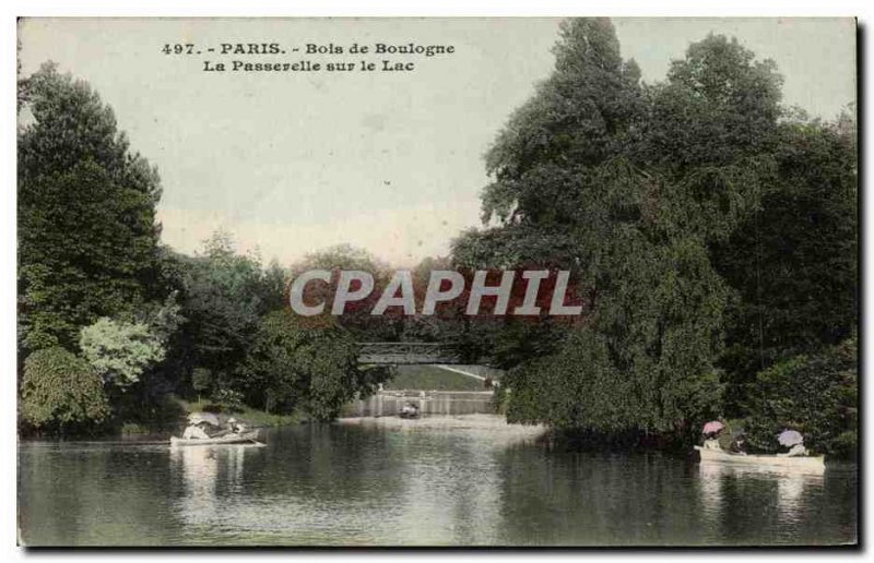 Old Postcard Bois de Boulogne Wood Gateway Lake