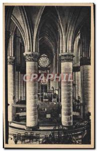 Old Postcard Cathedral Of Reims Inner View