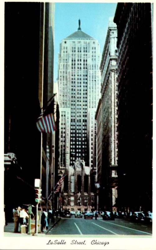 Illinois Chicago La Salle Street Showing Board Of Trade In Background