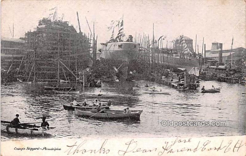 Cramp's Shipyard, Philadelphia Military Battleship Postal Used Unknown yellow...