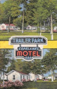 Copelad's Motel Trailer Park Marianna Florida linen postcard