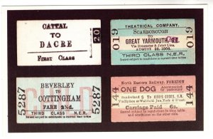 Railroad Train Tickets Postcard, Yarmouth Theatrical, North Eastern Railway