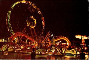 Great Adventure Park Jackson NJ, Strawberry Fair at Night c1974 Postcard M19