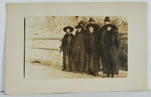 Rppc Edwardian Era Group of People Long Coats Hats Photo Postcard P13