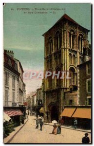 Postcard Old Saint Porchaire Poitiers Tower and rue Gambetta