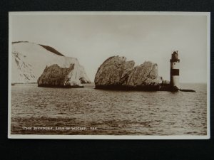 Isle of Wight THE NEEDLES & LIGHTHOUSE - Old RP Postcard