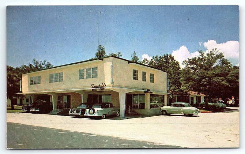 1950s MISSISSIPPI CITY MS FAIRCHILD'S HOTEL COURT HWY 90 50s CARS POSTCARD P2980