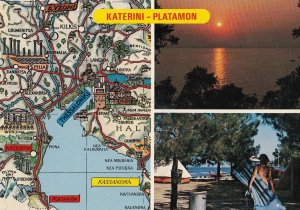 Katerini Greece Sunset Map Lilo Postcard