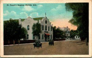 St Joseph Hospital Street View Cars Phoenix Arizona AZ UNP 1920s WB Postcard M12