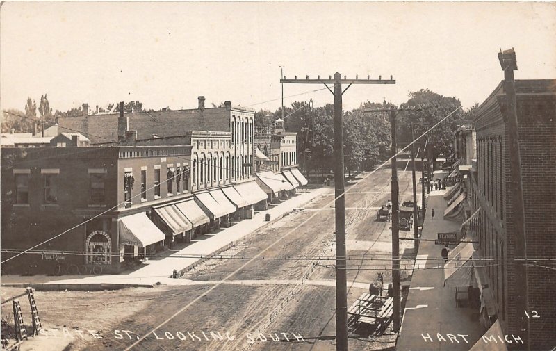 H29/ Hart Michigan RPPC Postcard c1910 State Street South Stores  94