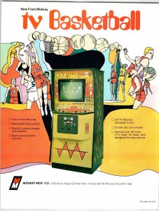 TV Basketball Video Arcade Game FLYER Original Retro Vintage 1974 Promo 8.5 x 11