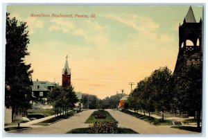 Hamilton Boulevard Peoria Illinois IL, Gardburne Advertising Boston Postcard