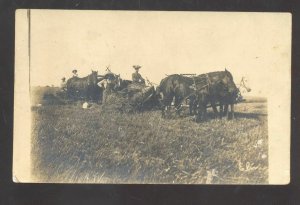 RPPC OAKLAND NEBRASKA HORSE DRAWN FARMING VINTAGE REAL PHOTO POSTCARD