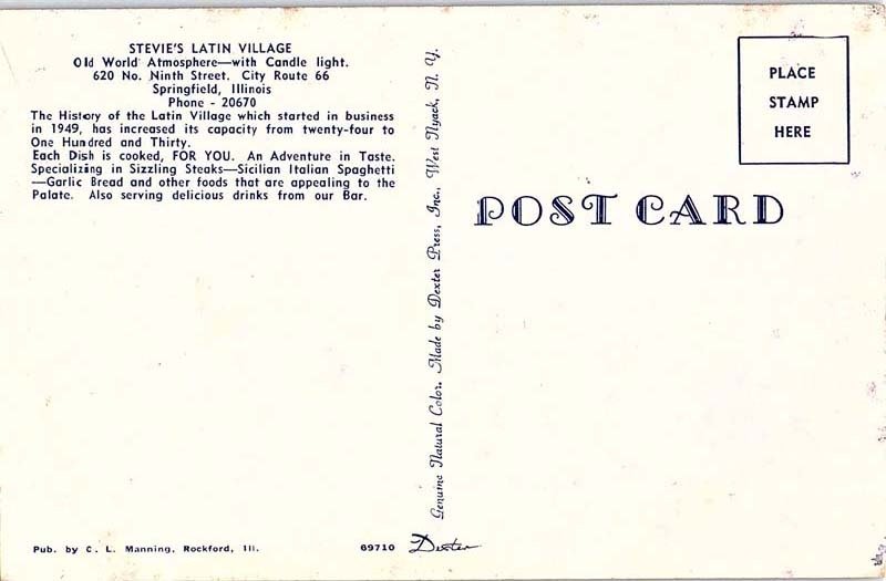 Postcard RESTAURANT SCENE Springfield Illinois IL AJ2945