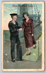 WW1  1918  US Navy Sailor  When We Meet Again  Postcard