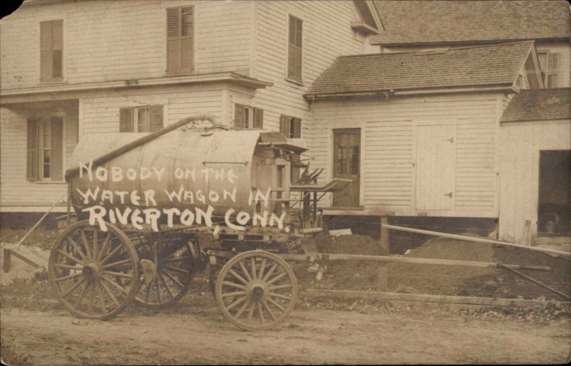 Riverton Barkhamsted CT Connecticut Water Wagon c1910 Real Photo Postcard