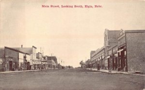 MAIN STREET LOOKING SOUTH ELGIN NEBRASKA POSTCARD (c. 1910)