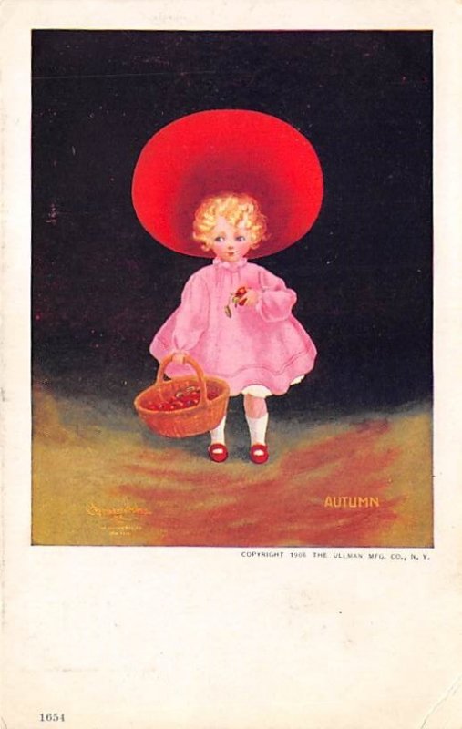 Girl with a basket of apples Sun Bonnet Unused 