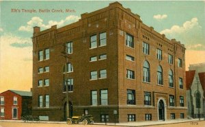 Automobile Battle Creek Michigan Elk's Temple Fraternal 1915 Postcard 21-3907