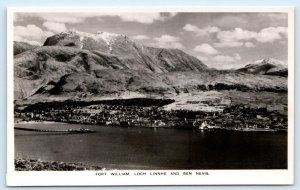 RPPC FORT WILLIAM, Scotland UK ~ Birdseye LOCH LINNHE Ben Nevis - Postcard