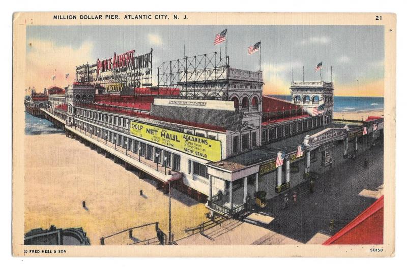 Million Dollar Pier Atlantic City NJ Amusements Vintage Tichnor Linen Postcard