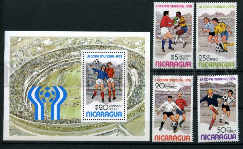 024579 NICARAGUA ARGENTINA 78 SOCCER set+S/S MNH