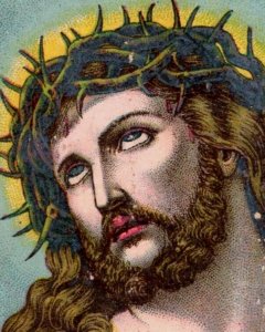 1880s Victorian Religious Card Lovely Image Of Jesus Crown Of Thorns F114