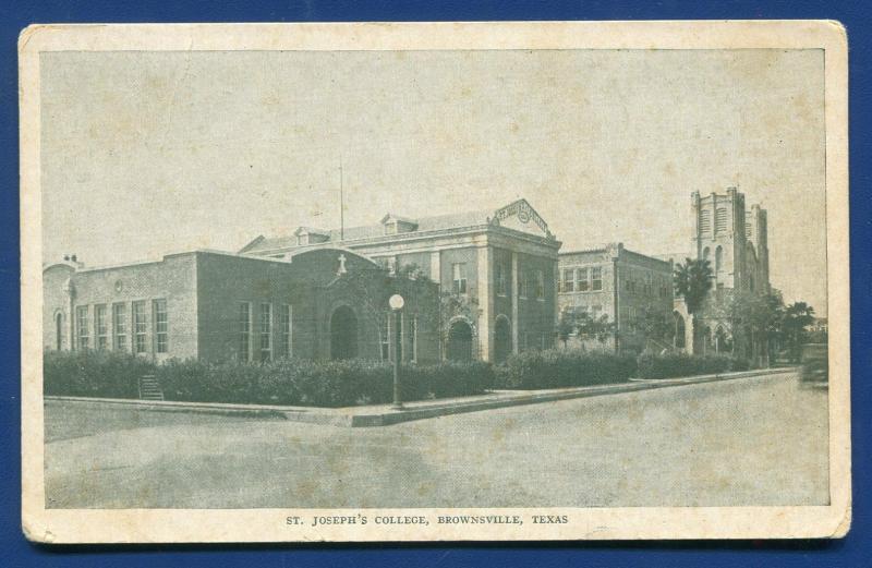 Brownsville Texas St Joseph's College old postcard