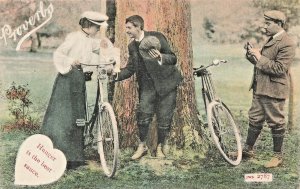 PROVERBS-HUNGER IS THE BEST SAUCE~BICYCLE ROMANCE~TINTED PHOTO POSTCARD