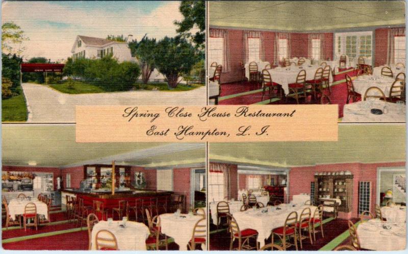 EAST HAMPTON, Long Island  NY   Roadside SPRING CLOSE HOUSE RESTAURANT  Postcard
