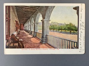 Corridor Of Santa Barbara Mission Santa Barbara CA Litho Postcard A1154085741