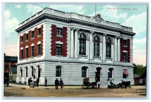 1910 Post Office Exterior Roadside Scene Hastings Nebraska NE Carriages Postcard
