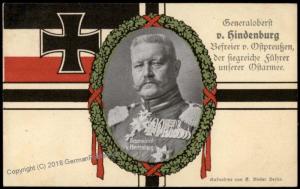 Germany WWI General von Hindenburg Patriotic PPC 70009