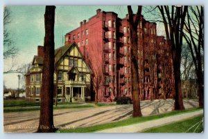 c1910 Utica New York NY Vintage Postcard Kanatenah Flats Front Building Entrance