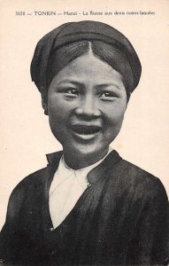 Tonkin Vietnam Hanoi Woman with Black Teeth Vintage Postcard AA5239