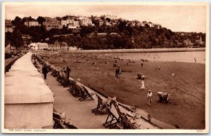 VINTAGE POSTCARD TOR ABBEY SANDS BEATHING AREA AT TORQUAY ENGLAND 1920s