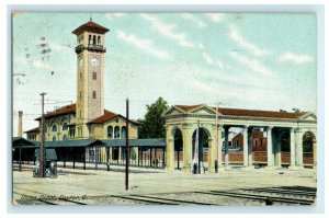 1908 Union Depot Dayton Ohio OH Train Station Posted Antique Postcard 