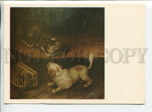 453333 USSR 1985 year painting Nikolaev Art Museum Groot cat and dog postcard
