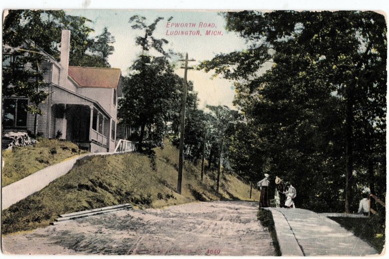 c1910 LUDINGTON Michigan Mich Postcard EPWORTH ROAD Homes