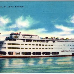 c1940s St. Louis Steamer Admiral Steamship Linen PC Photo Chamber Commerce A271