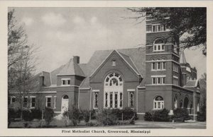 Postcard First Methodist Church Greenwood Mississippi MS