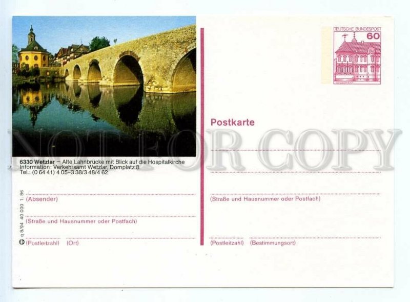 520132 1986 Germany Wetzlar bridge old postal postcard Postal Stationery