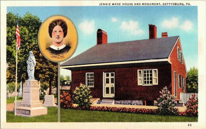 Jennie Wade House Monument Gettysburg PA Divided Back Antique Vintage Postcard 