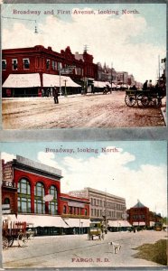 North Dakota Fargo Broadway Looking North and Broadway and First Avenue Looki...