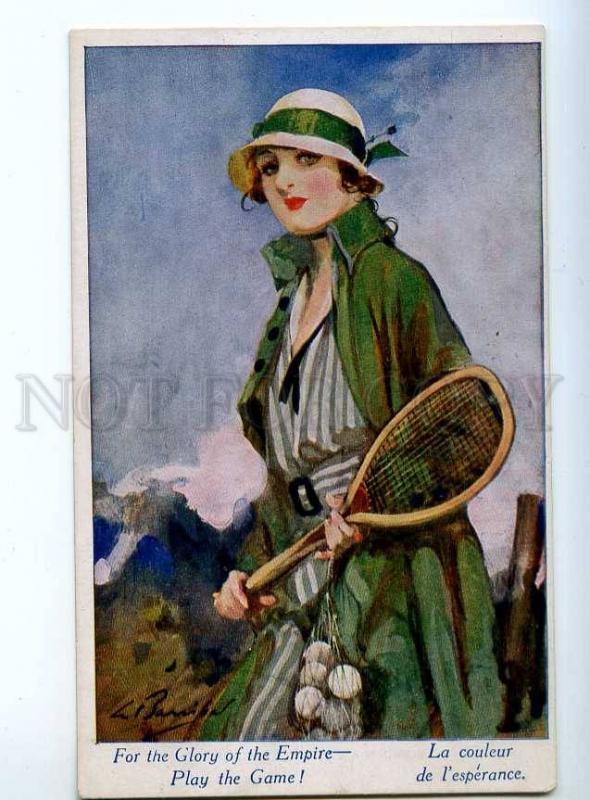 244434 FASHION Lady TENNIS by BARRIBAL Vintage ART NOUVEAU PC