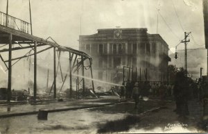 panama, COLON, Fire Brigade at Work (1916) RPPC Postcard