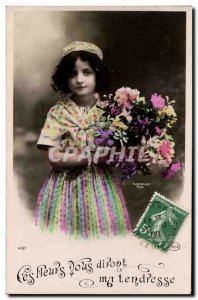 Old Postcard Fun Children These flowers will tell you my love