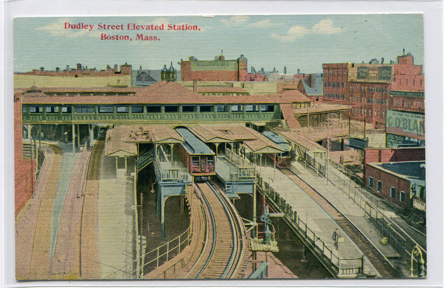 Dudley Street Elevated Railroad Train Boston Massachusetts 1910c