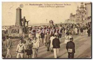 Belgie Belgium Old Postcard Blankenberghe The dam and monument Bruyn