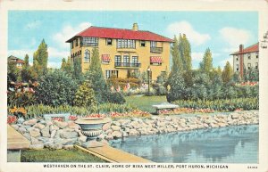 PORT HURON MI~BINA WEST MILLER HOME-LEADER OF Ladies of Maccabees~1940 POSTCARD